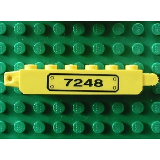 Hinge Brick 1 x 6 Locking, 9 Teeth with Black '7248' on Transparent Background Pattern Model Left Side (Sticker) - Set 7248