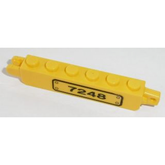 Hinge Brick 1 x 6 Locking, 9 Teeth with Black '7248' on Transparent Background Pattern Model Right Side (Sticker) - Set 7248