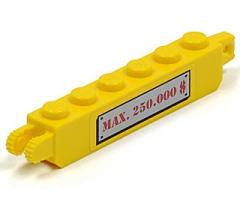 Hinge Brick 1 x 6 Locking, 9 Teeth with 'MAX. 250.000 $' Pattern (Sticker) - Set 5982