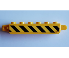 Hinge Brick 1 x 6 Locking, 9 Teeth with Black and Yellow Danger Stripes Pattern Model Left Side (Sticker) - Set 60185