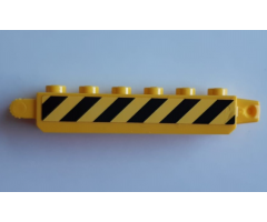 Hinge Brick 1 x 6 Locking, 9 Teeth with Black and Yellow Danger Stripes Pattern Model Right Side (Sticker) - Set 60185