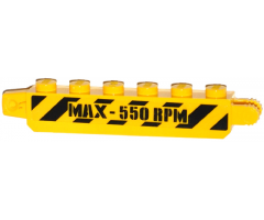 Hinge Brick 1 x 6 Locking, 9 Teeth with Black Danger Stripes and 'MAX-550 RPM' Pattern on Both Sides (Stickers) - Set 60036