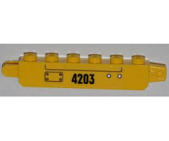 Hinge Brick 1 x 6 Locking, 9 Teeth with Panel, Black '4203' and Rivets Pattern Model Right Side (Sticker) - Set 4203