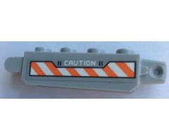 Hinge Brick 1 x 4 Locking, 9 Teeth with 'CAUTION' and Orange and White Danger Stripes Pattern on Both Sides (Stickers) - Set 60192