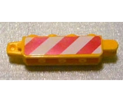Hinge Brick 1 x 4 Locking, 9 Teeth with Red and White Danger Stripes Pattern on Both Sides (Stickers) - Set 3677