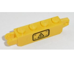 Hinge Brick 1 x 4 Locking, 9 Teeth with Black Electricity Danger Sign on Transparent Background Pattern Model Right Side (Sticker) - Set 7248