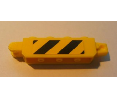 Hinge Brick 1 x 4 Locking, 9 Teeth with Black and Yellow Danger Stripes Pattern on Both Sides (Stickers) - Set 7633