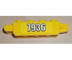 Hinge Brick 1 x 4 Locking, 9 Teeth with '7936' Pattern on Both Sides (Stickers) - Set 7936