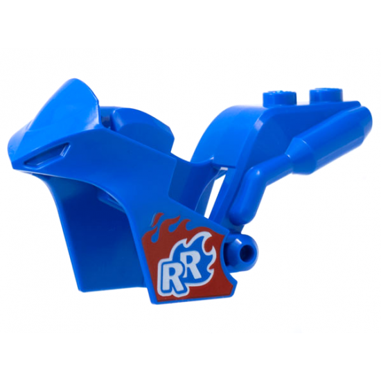 Motorcycle Fairing, Stuntz Sport Bike with White 'RR' on Red and Blue Flame Pattern