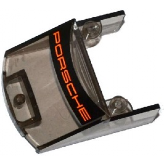 Windscreen 5 x 4 x 1 1/3 with Orange 'PORSCHE' on Black Background Pattern (Sticker) - Set 75912