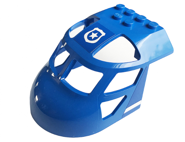 Aircraft Fuselage Curved Forward 6 x 8 Top with White Police Badge and Line Pattern on Both Sides (Stickers) - Set 60173