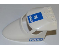 Aircraft Fuselage Curved Forward 6 x 10 with 3 Window Panes with '04 POLICE' on Top and 'POLICE' on Both Sides Pattern (Stickers) - Set 3658