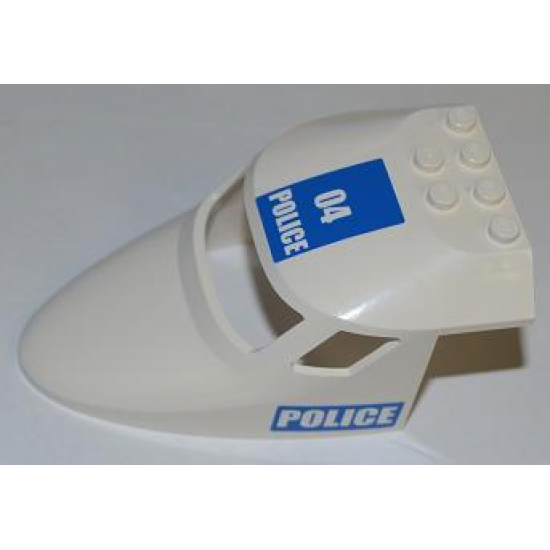 Aircraft Fuselage Curved Forward 6 x 10 with 3 Window Panes with '04 POLICE' on Top and 'POLICE' on Both Sides Pattern (Stickers) - Set 3658