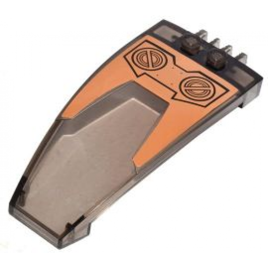 Windscreen 8 x 4 x 2 Curved Taper with Dual 2 Fingers, 2 Bolts on Orange Pattern (Sticker) - Set 7706