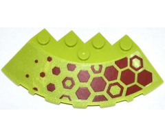 Brick, Round Corner 6 x 6 with Slope 33 Edge, Facet Cutout with Dark Red Hexagons Pattern Right (Sticker) - Set 70708