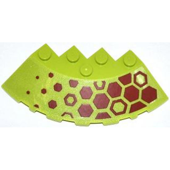 Brick, Round Corner 6 x 6 with Slope 33 Edge, Facet Cutout with Dark Red Hexagons Pattern Right (Sticker) - Set 70708