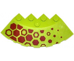 Brick, Round Corner 6 x 6 with Slope 33 Edge, Facet Cutout with Dark Red Hexagons Pattern Left (Sticker) - Set 70708