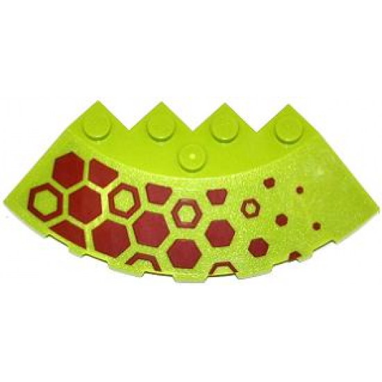 Brick, Round Corner 6 x 6 with Slope 33 Edge, Facet Cutout with Dark Red Hexagons Pattern Left (Sticker) - Set 70708