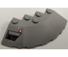 Brick, Round Corner 6 x 6 with Slope 33 Edge, Facet Cutout with Black Vent and White Triangle on Red Square Pattern Model Right Side (Sticker) - Set 75150