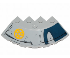 Brick, Round Corner 6 x 6 with Slope 33 Edge, Facet Cutout with SW Hull Plates, Yellow Ado Eemon Emblem Pattern Model Left Side (Sticker) - Set 75233
