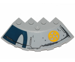 Brick, Round Corner 6 x 6 with Slope 33 Edge, Facet Cutout with SW Hull Plates, Yellow Ado Eemon Emblem Pattern Model Right Side (Sticker) - Set 75233