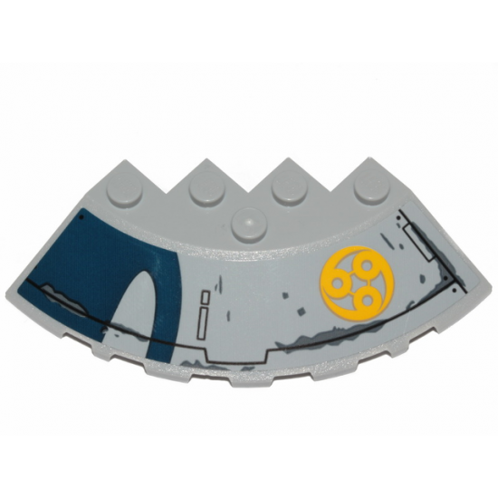Brick, Round Corner 6 x 6 with Slope 33 Edge, Facet Cutout with SW Hull Plates, Yellow Ado Eemon Emblem Pattern Model Right Side (Sticker) - Set 75233