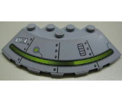 Brick, Round Corner 6 x 6 with Slope 33 Edge, Facet Cutout with Alien Ship and 'We've Been to Earth' Pattern Model Left Side (Sticker) - Set 7051