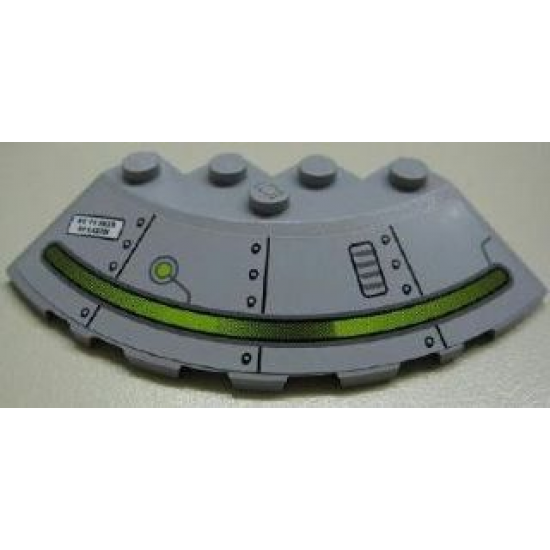 Brick, Round Corner 6 x 6 with Slope 33 Edge, Facet Cutout with Alien Ship and 'We've Been to Earth' Pattern Model Left Side (Sticker) - Set 7051