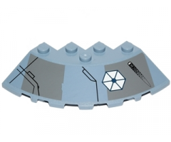 Brick, Round Corner 6 x 6 with Slope 33 Edge, Facet Cutout with Missile Launcher and Separatists Insignia Pattern Model Right Side (Sticker) - Set 75041