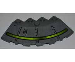Brick, Round Corner 6 x 6 with Slope 33 Edge, Facet Cutout with Alien Ship Dark Gray Pattern (Sticker) - Set 7052