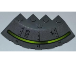 Brick, Round Corner 6 x 6 with Slope 33 Edge, Facet Cutout with Alien Ship Dark Gray Pattern and 2 Bullet Holes (Sticker) - Set 7052
