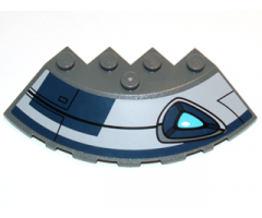Brick, Round Corner 6 x 6 with Slope 33 Edge, Facet Cutout with Blue Eye and Black Lines Pattern Model Left Side (Sticker) - Set 75013