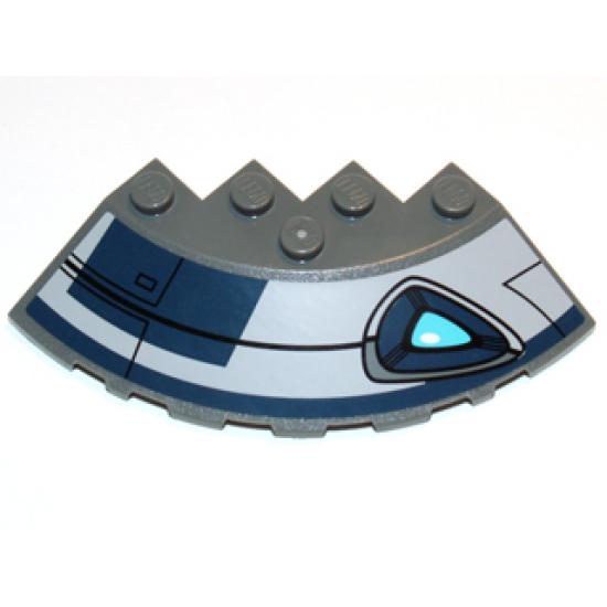 Brick, Round Corner 6 x 6 with Slope 33 Edge, Facet Cutout with Blue Eye and Black Lines Pattern Model Left Side (Sticker) - Set 75013