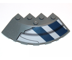 Brick, Round Corner 6 x 6 with Slope 33 Edge, Facet Cutout with Dark Blue Stripes and Black Lines Pattern Model Left (Sticker) - Set 75013