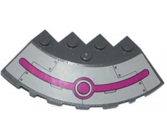 Brick, Round Corner 6 x 6 with Slope 33 Edge, Facet Cutout with Magenta Circles and Stripe, Black Lines and Rivets Pattern (Sticker) - Set 79121