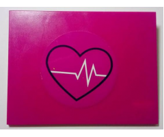 Slope 10 6 x 8 with Magenta Circle, Black Heart Outline and White ECG Heart Monitor Pattern (Sticker) - Set 41318