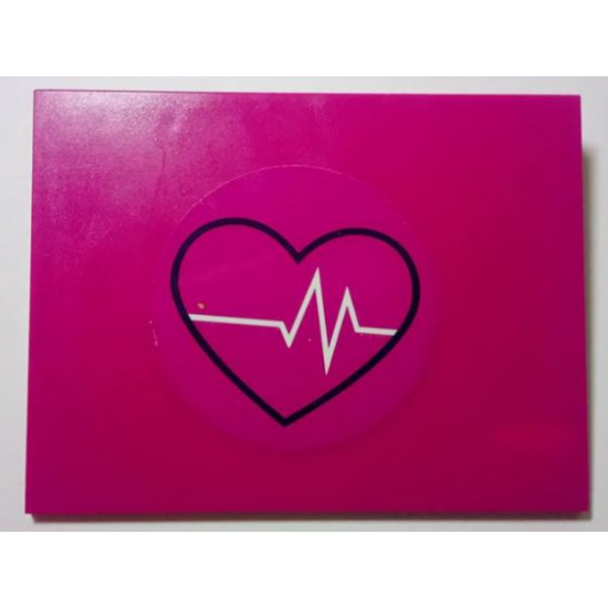 Slope 10 6 x 8 with Magenta Circle, Black Heart Outline and White ECG Heart Monitor Pattern (Sticker) - Set 41318