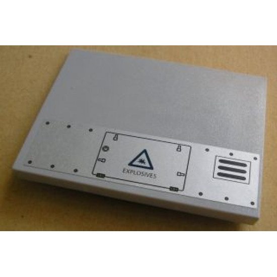 Slope 10 6 x 8 with Warning Triangle, 'EXPLOSIVES' and Air Vent Pattern Model Left (Sticker) - Set 8635