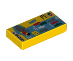 Tile 1 x 2 with Octan Logo, Minifigure Silhouettes and Shark with Minifigure Pattern (Life Instructions)