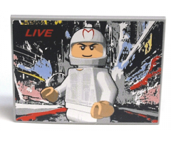 Slope 10 6 x 8 with White Minifigure Racer and 'LIVE' Pattern (Sticker) - Set 8161