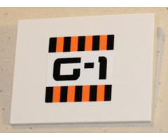 Slope 10 6 x 8 with Orange and Black Stripes and 'G-1' Pattern (Sticker) - Set 5985