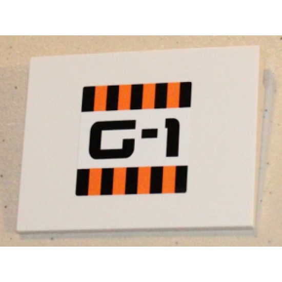 Slope 10 6 x 8 with Orange and Black Stripes and 'G-1' Pattern (Sticker) - Set 5985