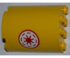 Cylinder Half 2 x 4 x 4 with Red SW Republic Pattern Model Left Side (Sticker) - Set 8037
