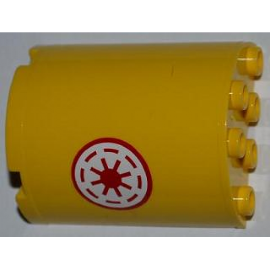 Cylinder Half 2 x 4 x 4 with Red SW Republic Pattern Model Left Side (Sticker) - Set 8037