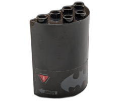 Cylinder Half 2 x 4 x 4 with Dark Bluish Gray Batman Logo, Red Warning Triangles and 'ARROW' Pattern (Sticker) - Set 70923