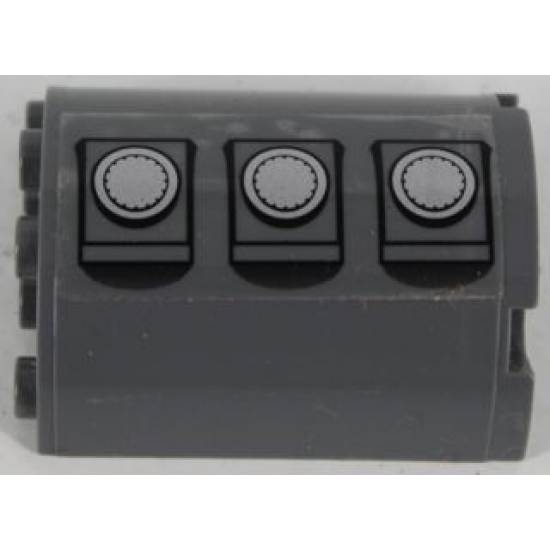 Cylinder Half 2 x 4 x 4 with 3 Gas Tank Hatches Pattern Model Right Side (Sticker) - Set 7683