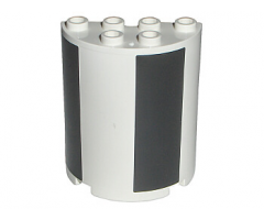 Cylinder Half 2 x 4 x 4 with Black Sections Pattern (Stickers) - Set 7468