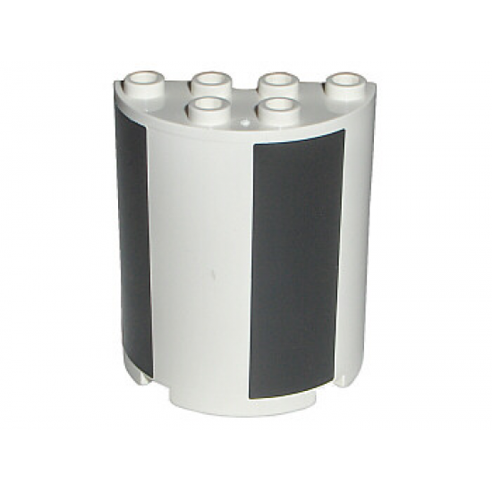 Cylinder Half 2 x 4 x 4 with Black Sections Pattern (Stickers) - Set 7468