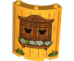 Cylinder Quarter 4 x 4 x 6 with Grass, Flowers, Mickey Mouse Heads and Wooden Shutters Pattern