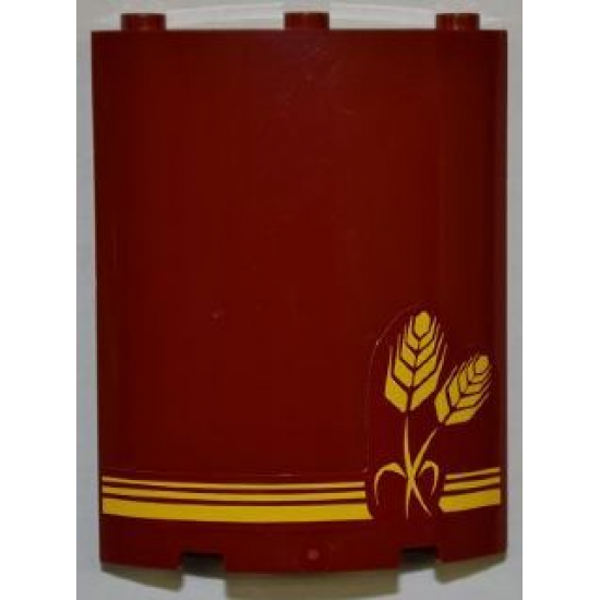 Cylinder Quarter 4 x 4 x 6 with 3 Yellow Stripes and Wheat Spikes Pattern (Sticker) - Set 7637